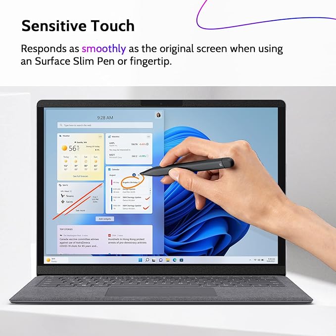 Peslv Magnetic Privacy Screen for Surface Laptop Go 3/2/1 12.4 Inch, Removable Anti Blue Light Glare Filter, Black Security Private Apy Block Protector