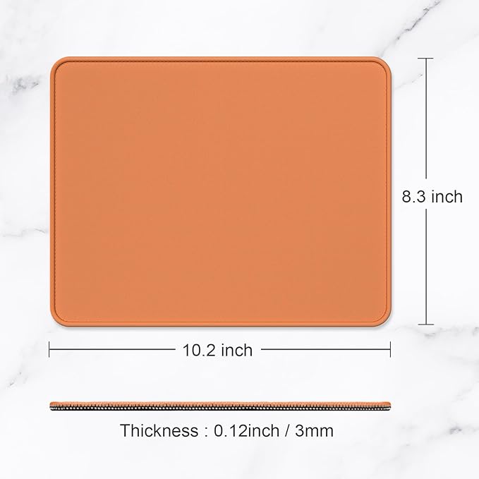 Hsurbtra Mouse Pad, Premium-Textured Square Mousepad 10.2 x 8.3 Inch, Stitched Edge Anti-Slip Waterproof Rubber Pretty Cute Computer Mat for Office Gaming Laptop Women Kids Orange