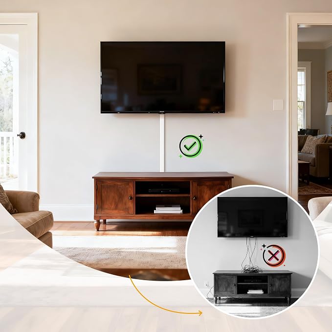 212.6in Cord Hider Kit, Cord Covers for 3-4 Wires on Wall, Cable Hider Wire Covers for Cords on Wall, Paintable Cord Hider for Walls Mount Tv, Cable Cover Raceway, W1.18 H0.6in, White - Image 9