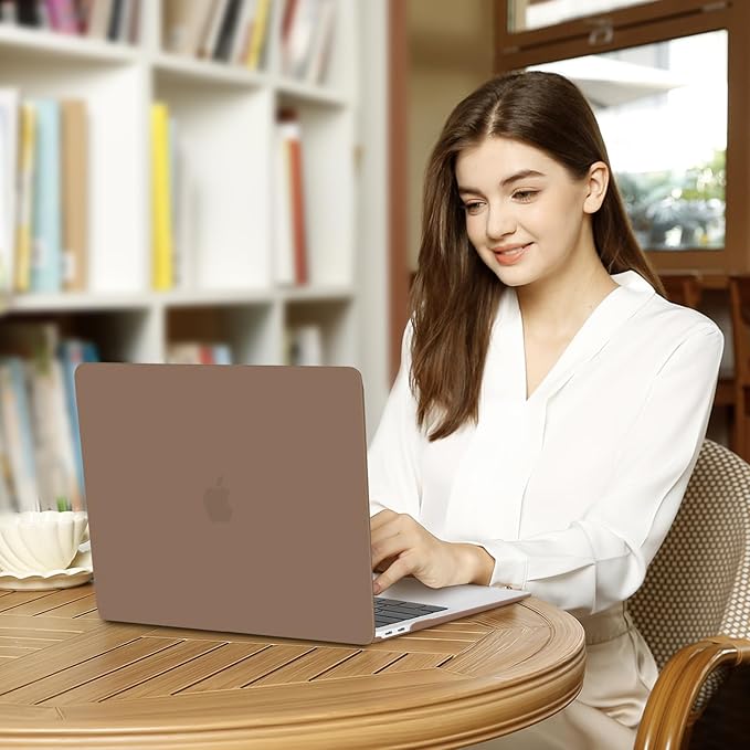 MOSISO Compatible with MacBook Air 13 inch Case M1 Chip 2021-2018 Release A2337 A2179 A1932, Plastic Hard Shell&Keyboard Cover&Screen Film&Storage Bag for MacBook Air 13.3 inch Case, Caramel Brown