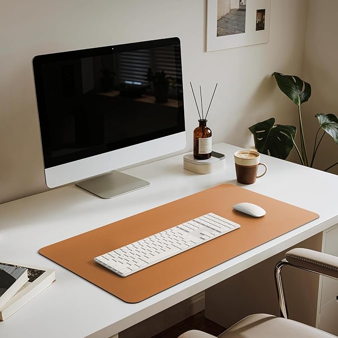 Jotsome Leather Desk Pad Mat, Non-Slip Desk Blotter Pad - Desk Protector for Office, Home, Laptop, and Desktop (Tan, 34" x 17")