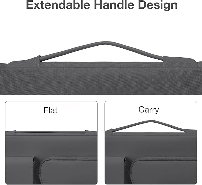 MOSISO 360 Protective Laptop Case 13.3 inch, 13-13.3 inch Laptop Sleeve Compatible with MacBook Air/Pro 13 / Pro 14, HP Dell ASUS Lenovo, Side Open Bag with 2 Raised&1 Flapover Pockets, Dawn Gray