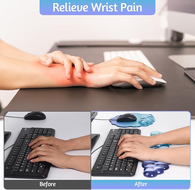 Purple Cloud Wrist Rest for Keyboard and Mouse - Soft Ergonomic Gel Mouse Pad for Easy Typing/Gaming/Computer/Laptop