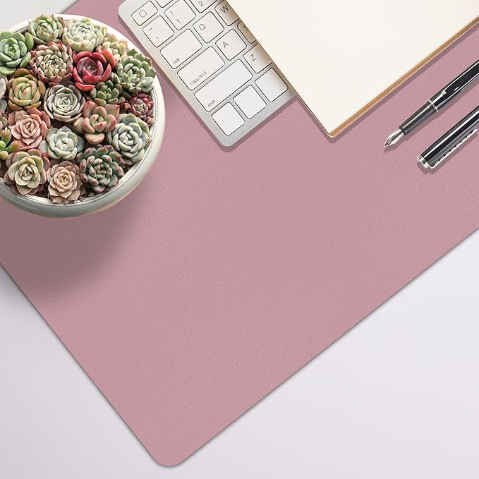 Non-Slip Desk Pad Mat, Leather Desk Mat for Desktop, Large Mouse Pad, Waterproof Computer Mouse Mat Desktop Protector for Office/Home (Purple Pink, 35.4" x 17")
