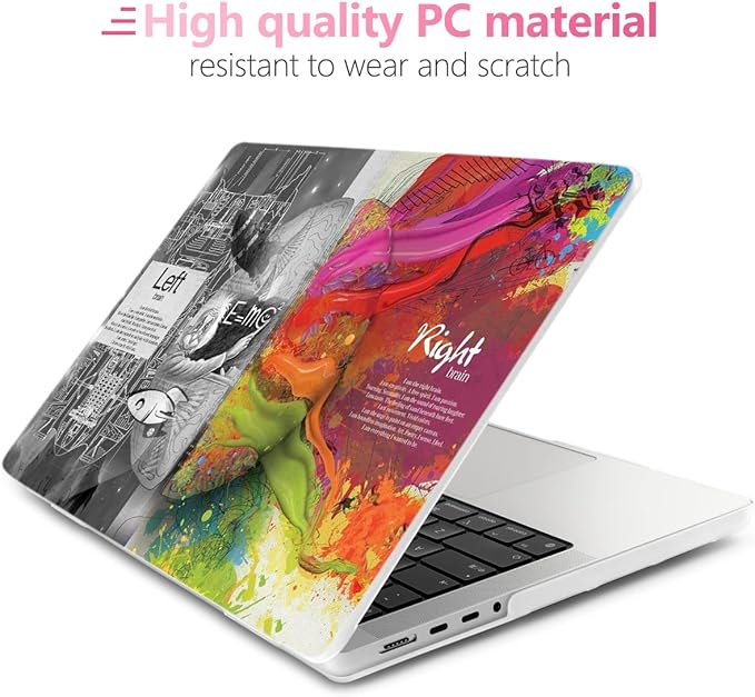Batianda for MacBook Pro 14 Inch Case 2026-2021 Release M5 M4 M3 M2 M1 Pro/Max, 1.2mm Slim Graphic Hard Shell Cover with Keyboard Cover, Screen Protector 4-in-1 Bundle, Creative Brain