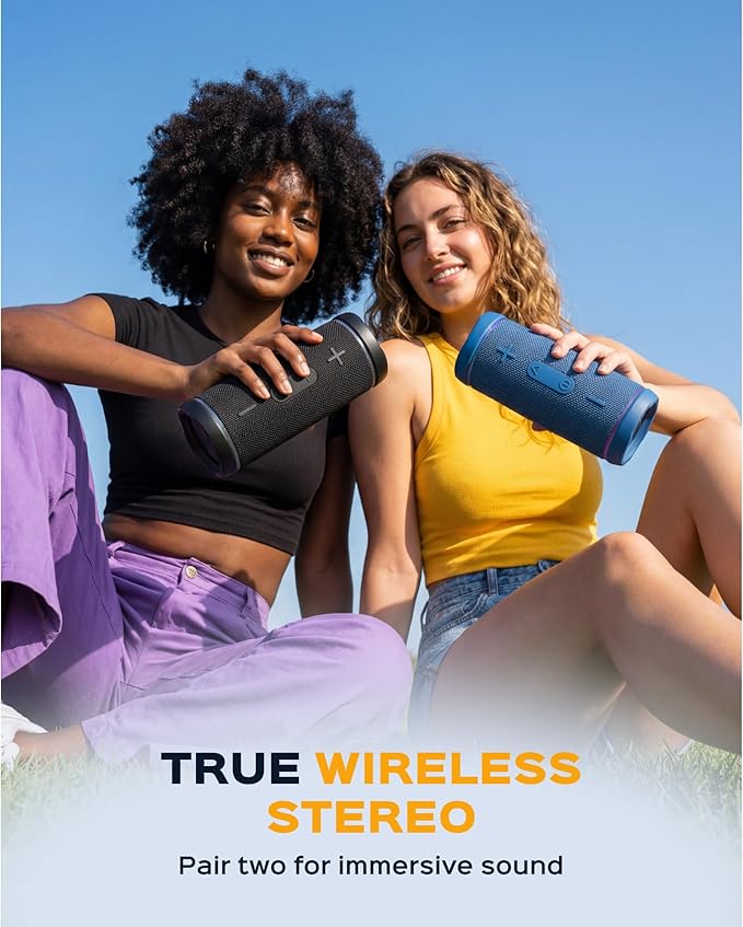 TREBLAB HD77 – Waterproof Bluetooth Speaker, 25W Loud 360° Sound, Deep Bass, IPX7, TWS Pairing, RGB Lights, 20H Battery, Portable Wireless Speaker for Outdoor, Beach, Camping, Party, Travel
