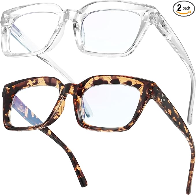 IBOANN Oversized Blue Light Glasses for Woman, Funky Fashion Glasses With Preppy Look, Reduce Screen Fatigue Computer Glasses