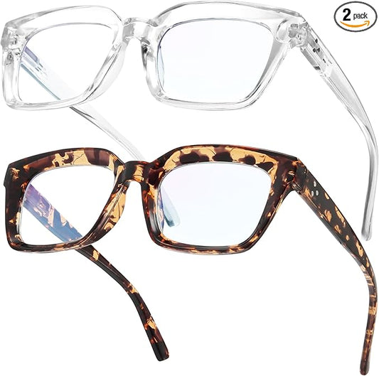 IBOANN Oversized Blue Light Glasses for Woman, Funky Fashion Glasses With Preppy Look, Reduce Screen Fatigue Computer Glasses