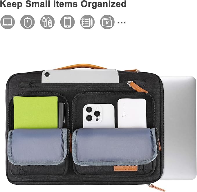 MOSISO 360 Protective Laptop Case 15 inch, Laptop Sleeve Compatible with MacBook Air 15 M5 A3448 M4 A3241 M3 A3114 M2 A2941,Dell XPS,Side Open Carrying Computer Bag with 5 Accessory Pockets&Belt,Black