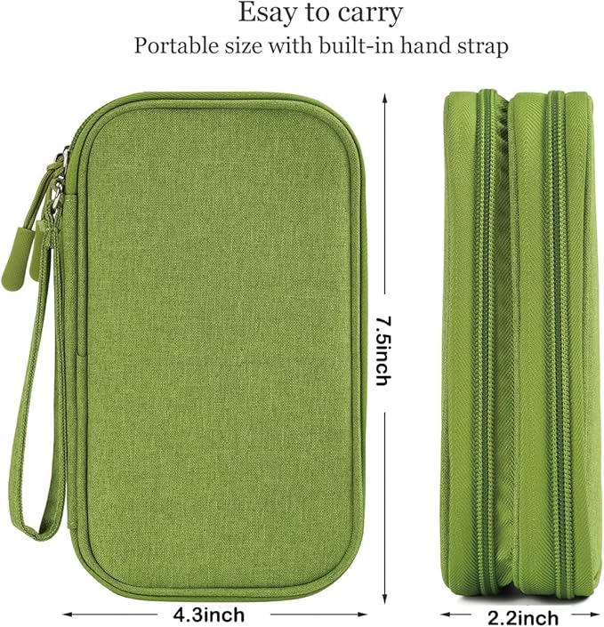 Electronic Organizer Travel Cable Accessories Bag, Case for Cable, Cord, Charger, Phone, Power Bank, Earphone (Grass Green, Medium)