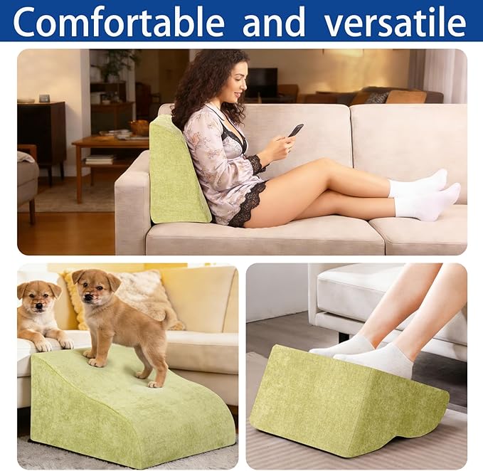 Foot Rest for Under Desk at Work, Ergonomic Under Desk Footrest with Washable Cover for Office, Home & Gaming Leg Elevation Pillow Fruit Green