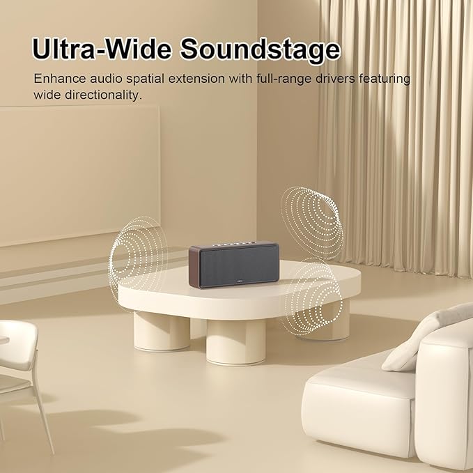 DOSS SoundBox XL Bluetooth Speaker with Subwoofer, Booming Bass, Dual DSP Technologies, TWS, 2.1 Audio Channel for Home, Indoor, Office and Entertainment - Gold