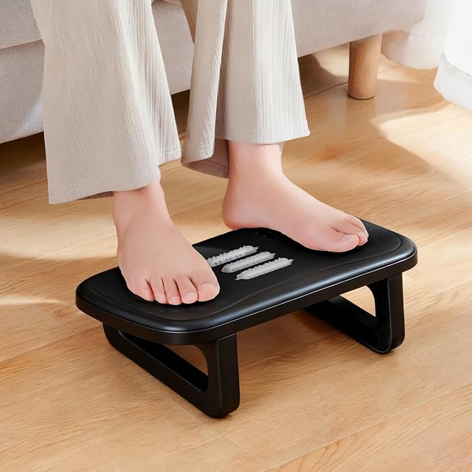 Ergonomic Foot Rest with Massage Rollers - Non-Slip Desk Foot Stool for Office/Home, Fixed-Angle Cushioned Support Improves Posture & Circulation, Under Desk Comfort for Long Sitting Sessions