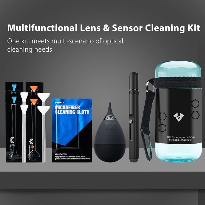VSGO Professional Camera Cleaning Kit – for Canon, Nikon, Sony, DSLR & Mirrorless Cameras, Includes Lens Cleaning Pen, Air Blower, Sensor Swabs for Full Frame & APS-C, Microfiber Cloth - Image 5