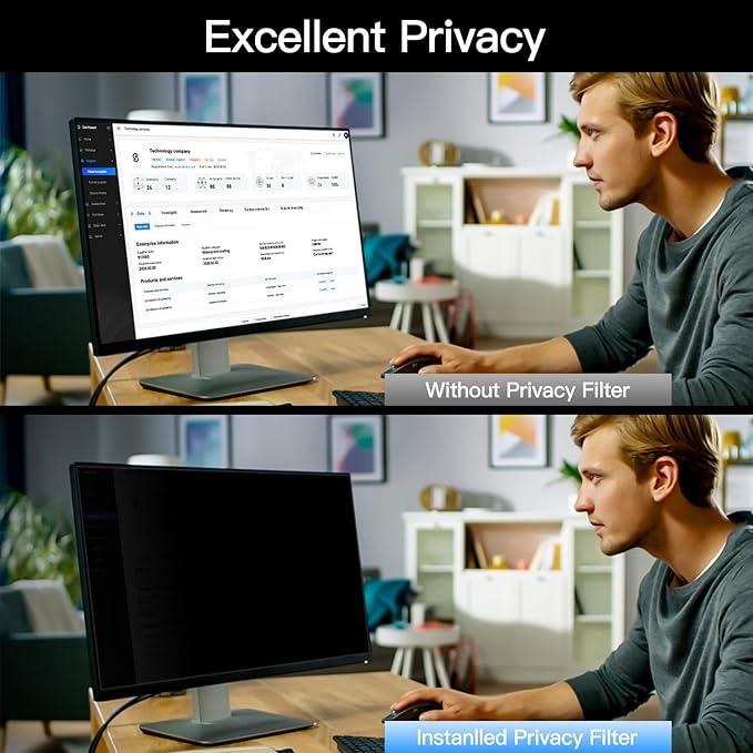 2-Pack 24 Inch Computer Privacy Screen Filter, Anti-Spy/Glare Protector Film for Widescreen Monitor with 16:9 Aspect Ratio (Computer Monitor 24 Inch)
