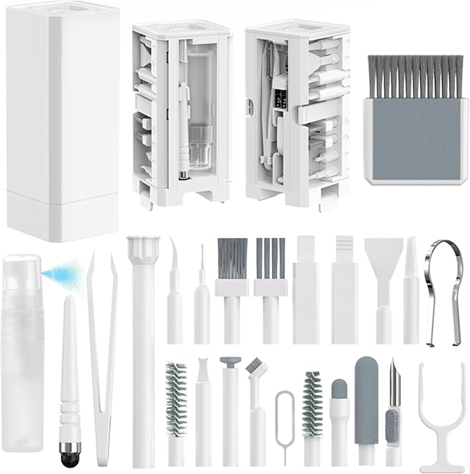 Phone Cleaning Kit Laptop Cleaner,Keyboard Cleaning Kit for Computer PC MacBook,32-in-1 Multi-Functional Electronics Cleaning Brush Tool for AirPod iPad iPhone Pro TV Screen Earbuds Camera Monitor by Unknown