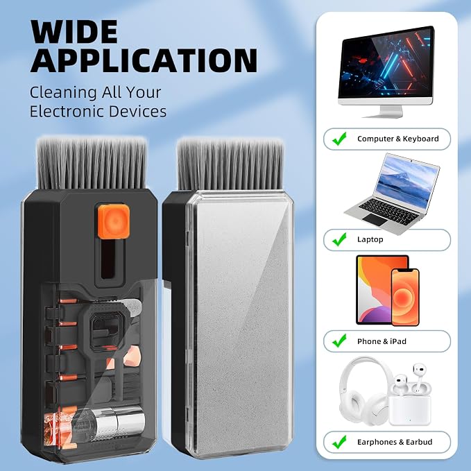 Ordilend All-in-1 Keyboard Cleaner and Laptop Cleaning Kit - Professional Computer Screen-Safe Tools for MacBook and Electronics - Portable Brush Set for Gamers and Remote Professionals - Image 5