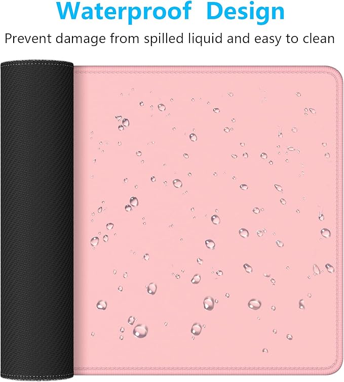 Dapesuom Large Mouse Pad, Extended Gaming Mouse Mat with Stitched Edges, Full Size Desk Mats with Non-Slip Base, Computer Big Desktop Keyboard Pad for Gamer, Laptop, Office, 23.6 x 11.8 in, Pink