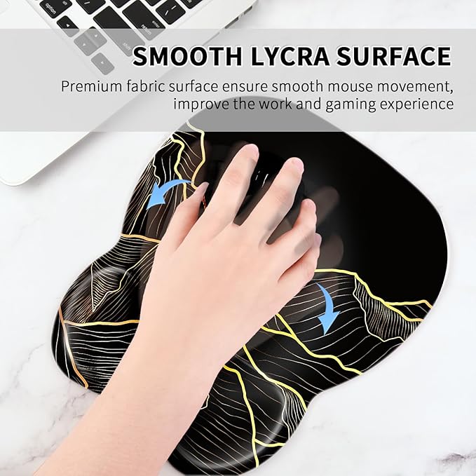 EooCoo Ergonomic Mouse Pad with Wrist Support, Mousepad with Memory Foam Wrist Rest and Non-Slip Base for Computer, Cafe, Home & Office, 9.64 x 8.26 in Office Desk Accessories