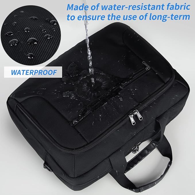 Laptop Bag 15.6 Inch Laptop Briefcase Computer Bag for Men Women Waterproof Business Office Work Large Laptop Case 15.6 Inch Adjustable Shoulder Messenger Bag Black