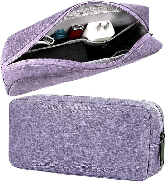 Electronics Organizer Travel Case, Water Resistant Cable Organizer Bag for Cable, Cord, Charger, Phone, Power Bank, Earphone, Electronics Accessories (Big-Purple)