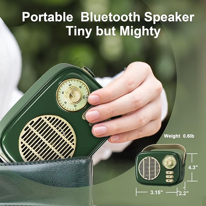 Retro Bluetooth Speaker, Vintage Decor, Gifts for Women Men Teen Girls,Portable Wireless Bluetooth Speaker, Cute Aesthetic Style for Office Kitchen Desk Bedroom Outdoor Support USB/TF Card/AUX (Green)