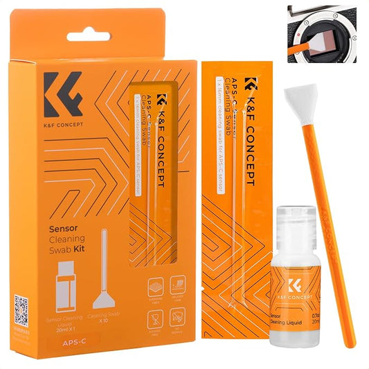 K&F CONCEPT 16mm APS-C Sensor Cleaning Swab*10 + 20ml Sensor Cleaner, DSLR SLR Digital Camera CMOS and CCD Sensor Cleaning Swab Kits for Nikon Sony Canon Camera Clean by KFCONCEPT