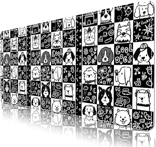 AUPET Leather Desk Pad Blotter Mat, Large Mouse Pad, Non-Slip Waterproof Desk Writing Pad Protector, Desk Decor for Office，Home，Gaming (Cool Dogs, 35.4X15.7 inch)