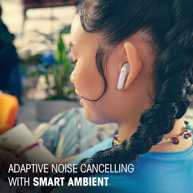 JBL Tune Flex 2 - True Wireless Noise Cancelling Earbuds with JBL Spatial Sound and Smart Ambient Technology, 6 mics for Perfect Calls, up to 48Hrs of Playback, IP54 Dust & Water Resistant (White)