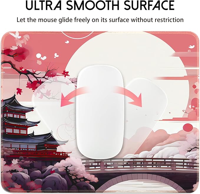 Japanese Small Gaming Mouse Pad 10.2 x 8.3 in Computer Mouse Pad Anime Gaming Mousepad, Expanded Architecture Cute Desk Pad with Nop-Slip Suitable for Home Office
