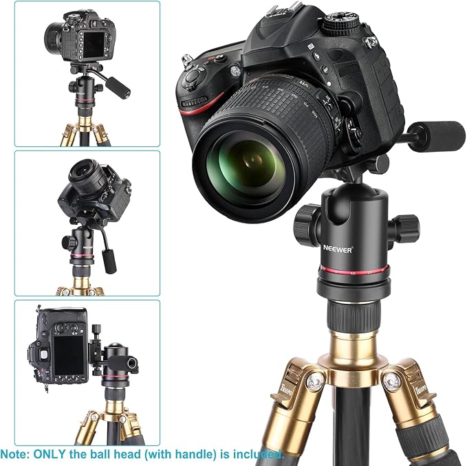 Neewer Heavy Duty Camera Tripod Ball Head with Handle and 1/4 inch Quick Shoe Plate, 360 Degree Panoramic Head for Tripod, Monopod, Slider, DSLR Camera, Camcorder, Load up to 17.6 pounds/8 kilograms - Image 5