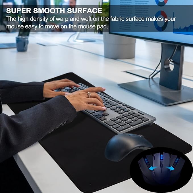 Large Gaming Mouse Pad with Stitched Edges,[27.5x11.8In] Extended Mouse Pad with Non-Slip Natural Rubber Base for Gamer/Desktop/Office/Home (70x30 Blackus)