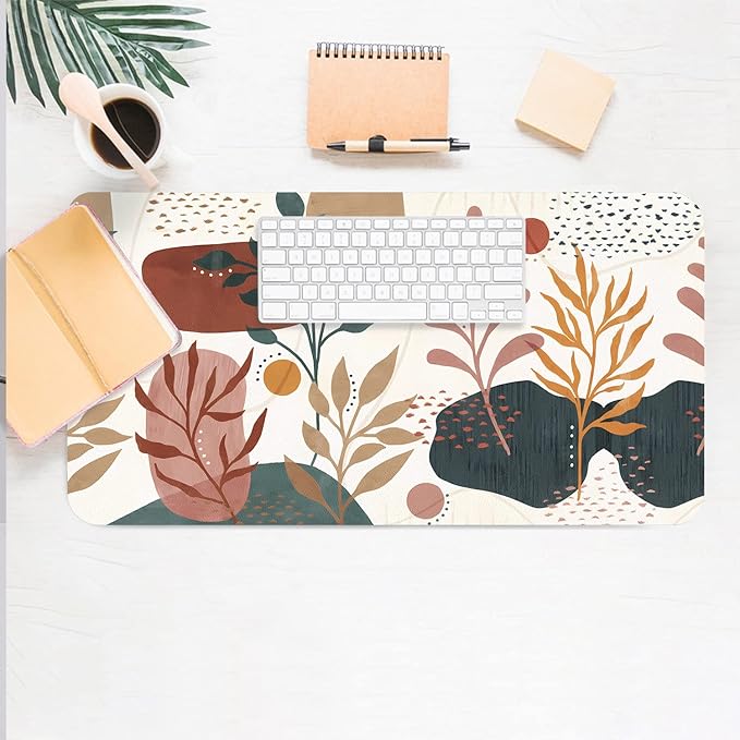 Desk Mat Large Protector Pad 23.6" ×11.8", Non-Slip PU Leather Desk Blotter, Waterproof Mouse Pad for Office Home Abstract Blossom