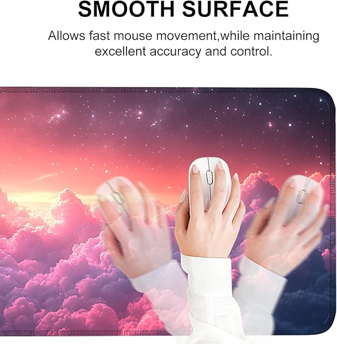 Mouse Pad, Large Anti-Slip with Stitched Edges Desk Mat Desktop Laptop Computer Desk Keyboard Mat,Table Protector Blotter Mat (Cloud, 31.5" x 11.8")