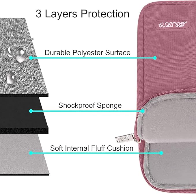 MOSISO Laptop Case 13.3 inch, 13-13.3 inch Laptop Sleeve Compatible with MacBook Air/Pro 13/Pro 14 M5 M4 M3 M2 M1, HP Dell ASUS Lenovo,Polyester Vertical Computer Sleeve Bag with Pocket, Dusty Rose