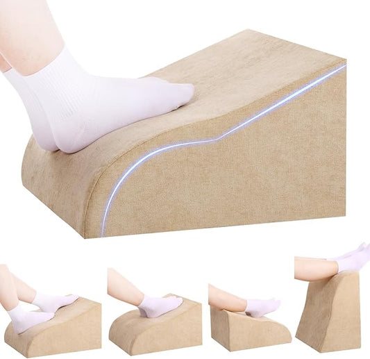 Foot Rest for Under Desk at Work, Ergonomic Under Desk Footrest with Washable Cover for Office, Home & Gaming Leg Elevation Pillow Beige