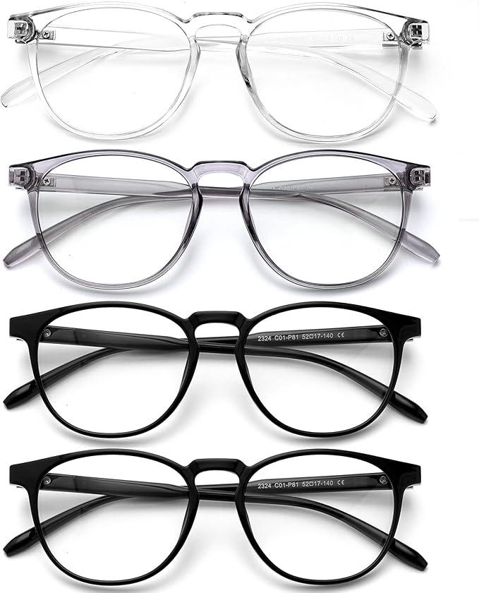 Blue Light Blocking Glasses for Women/Men - 4-Pack Computer Reading/Gaming/TV/Phone Glasses, Anti-Glare
