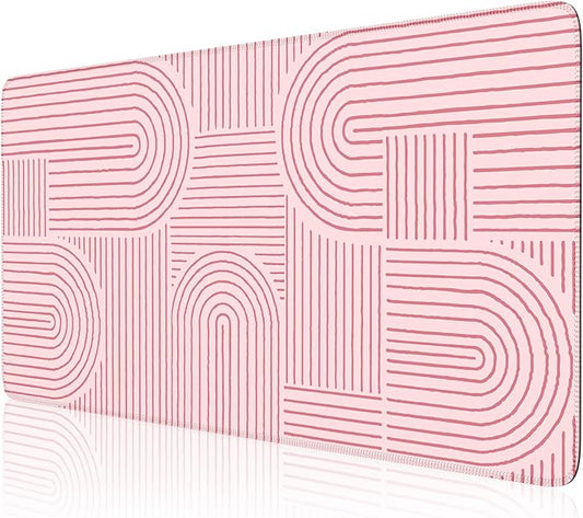 iCasso Pink Desk Matt for Desktop, Cute Desk Pad Mat, Large Mouse Pad, Anti-Slip Big Mousepad with Stitched Edges, Keyboard Pad for Computer(Pink)
