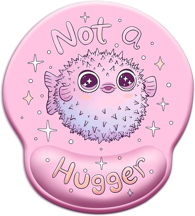 Mouse Pad with Wrist Rest, Pufferfish Ergonomic Mousepad Wrist Support for Desk, Cute Animial Gaming Mousepads for Wireless Mouse Funny Computer Work Home Desk Accessories Office Supplies Decor