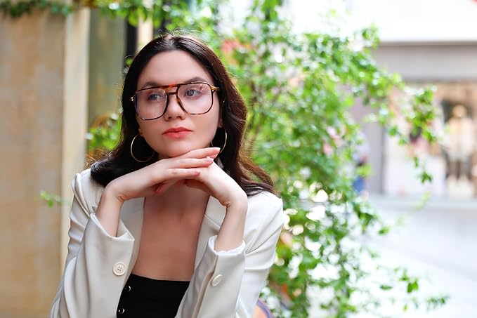 FEISEDY 2Pack Blue Light Blocking Glasses Fake Nerd Clear Square Computer Lightweight Pilot Glasses Frame Oversized B2866