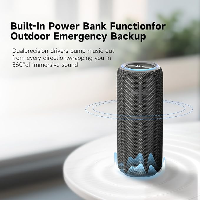 30W Loud Outdoor Portable Bluetooth Speaker, IPX7 Waterproof - Dustproof Wireless Speaker with Mega Bass, 8 - Hour Playtime, TWS Pairing, for Home, Party, Outdoors, Travel