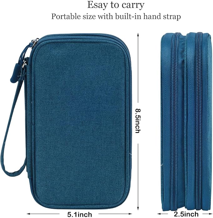 Electronics Organizer Pouch, Travel Cable Organizer Bag Waterproof Portable Electronic Accessories Organizer Case for Cable, Cord, Charger, Phone, Power Bank, Earphone (Dark Green, Large)