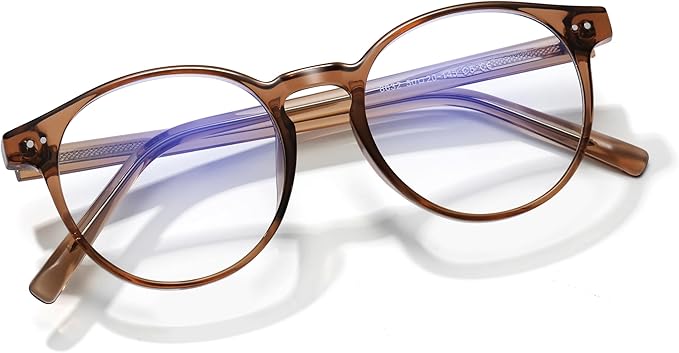 Round Blue Light Blocking Glasses Lightweight Chic Frame Anti Eye Strain Protection Computer Gaming for Women and Men
