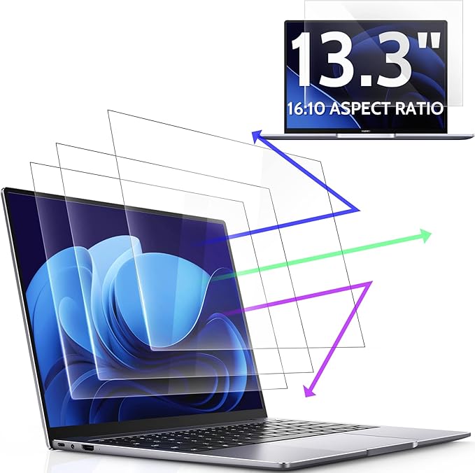 Peslv 3 Pcs Anti Blue Light Screen Protector for Laptop 13.4"/13.3" 16:10, 13In Computer Monitor Glare Filter UV Blocker Shield Cover Eye Protection Film