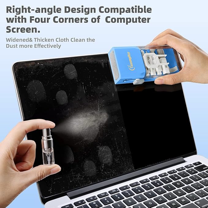 Tassmpitor Laptop Cleaning Kit, All in 1 Keyboard Cleaning kit for MacBook iPad iPhone, Compact Keyboard Cleaner with Brush and Spray for Tablet, Airpods, Earbud, Computer Screen, PC Monitor, SkyBlue - Image 3