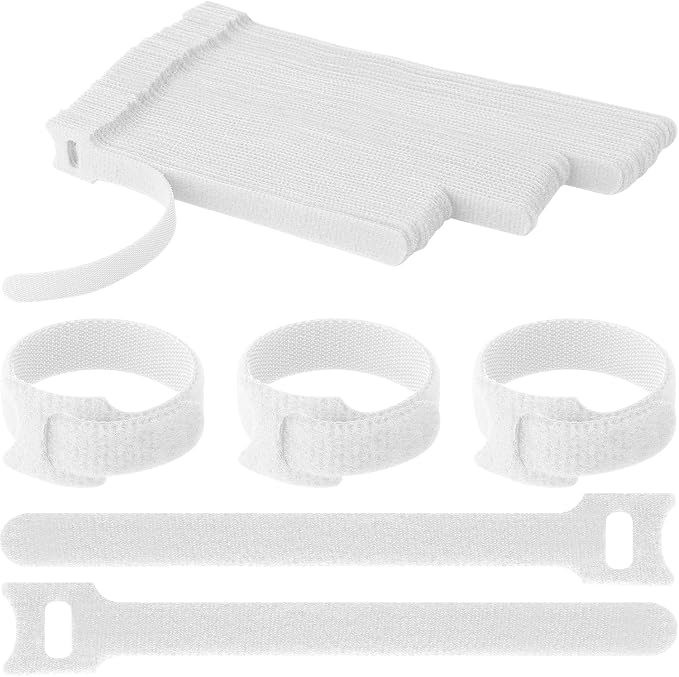 Pasow 60pcs Fastening Microfiber Cloth Cable Ties Wire Management (6/7/8 Inch, White) by PASOW