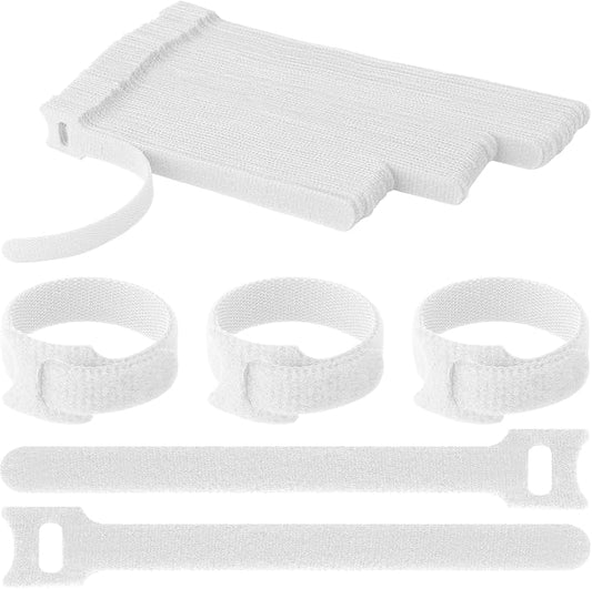 Pasow 60pcs Fastening Microfiber Cloth Cable Ties Wire Management (6/7/8 Inch, White) by PASOW