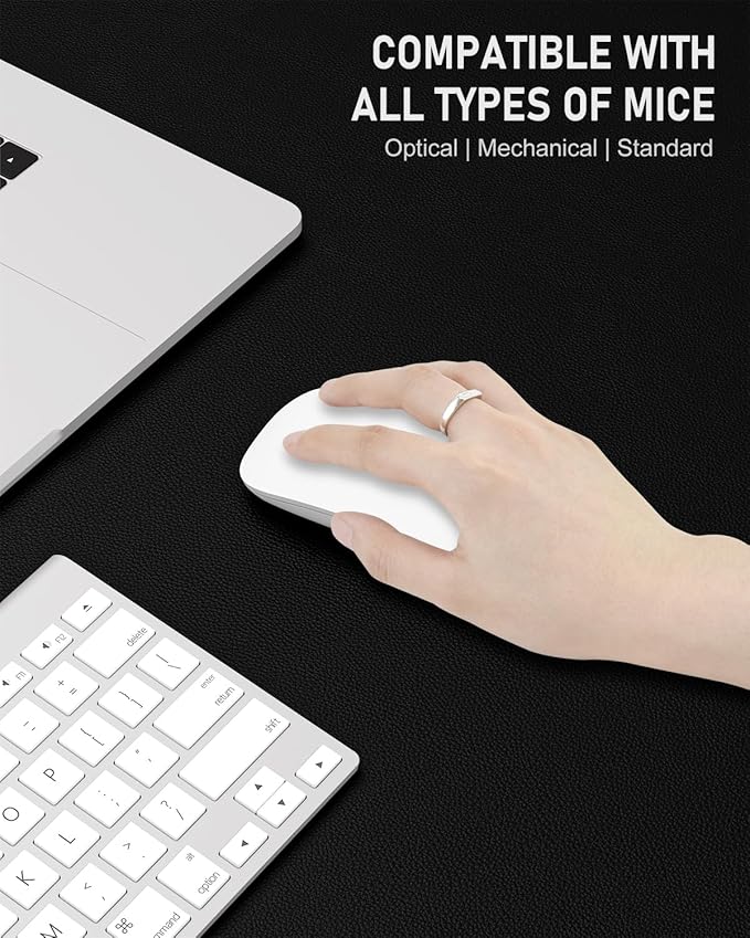 Desk Pad, 30" x 14" PU Leather Non-Slip Desk Mat Large Mouse Pad for Desktop, Waterproof Laptop Computer Writing Mat for Office, Home, Work, Gaming, Black