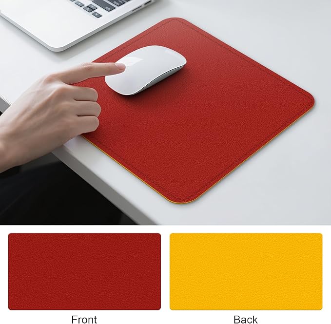 Dual Sided Leather Desk Mat - Waterproof Desk Pad - Ideal for Large Mouse Pad and Desk Mats on Top of Desks (red, 11"*8")
