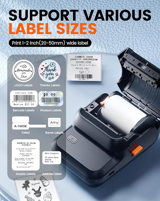 Label Maker Machine with Tape, M100 Address Barcode Label Printer, Versatile App 4000 Icons and 300 Fonts, Industrial Label Makers for Small Business, Office, Home, School, Safety Label Makers